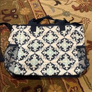 Thirty-One Blue and White Tote Bag with Elegant Design